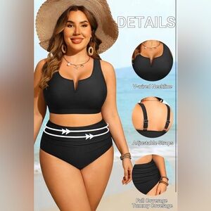 Aqua Eve Women Plus Size High Waisted Bikini-Two Piece Swimsuit-SIZE 22W